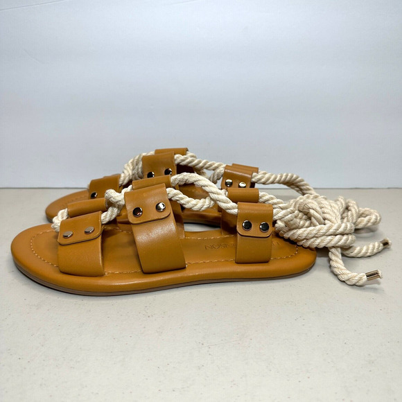 Ulla Johnson Eva Rope Leather Calf Skin Flat Sandals Camel Women's 4.5-5/35 NWOB - Picture 7 of 15